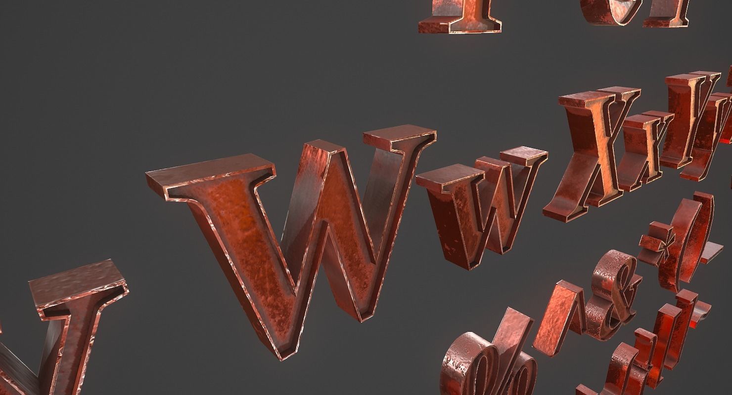 English Letters - Copper Red Low-poly 3D model_16