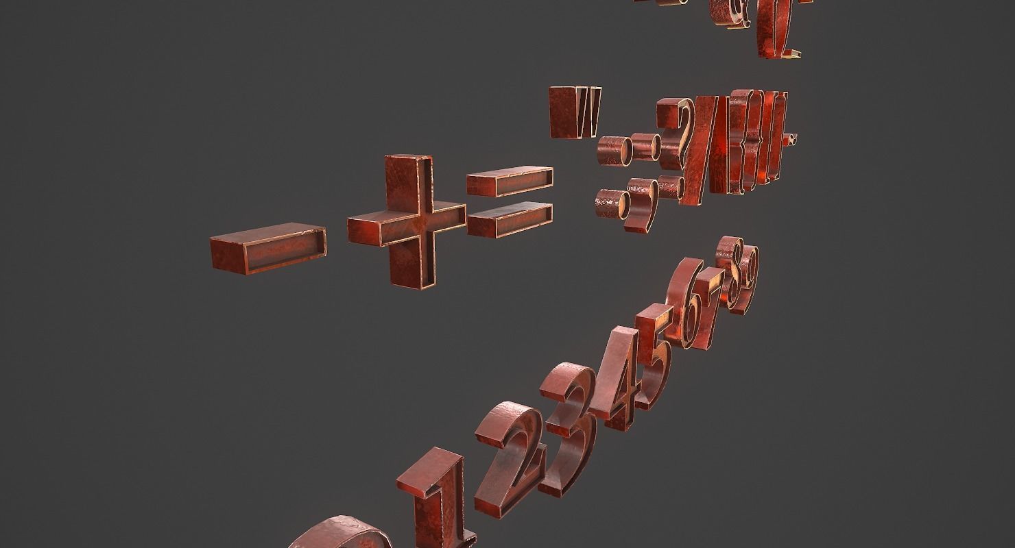 English Letters - Copper Red Low-poly 3D model_10