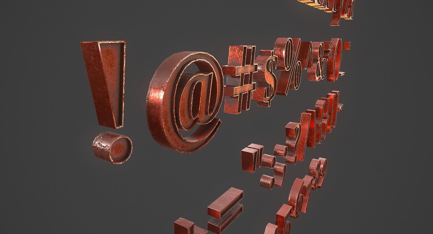 English Letters - Copper Red Low-poly 3D model_9