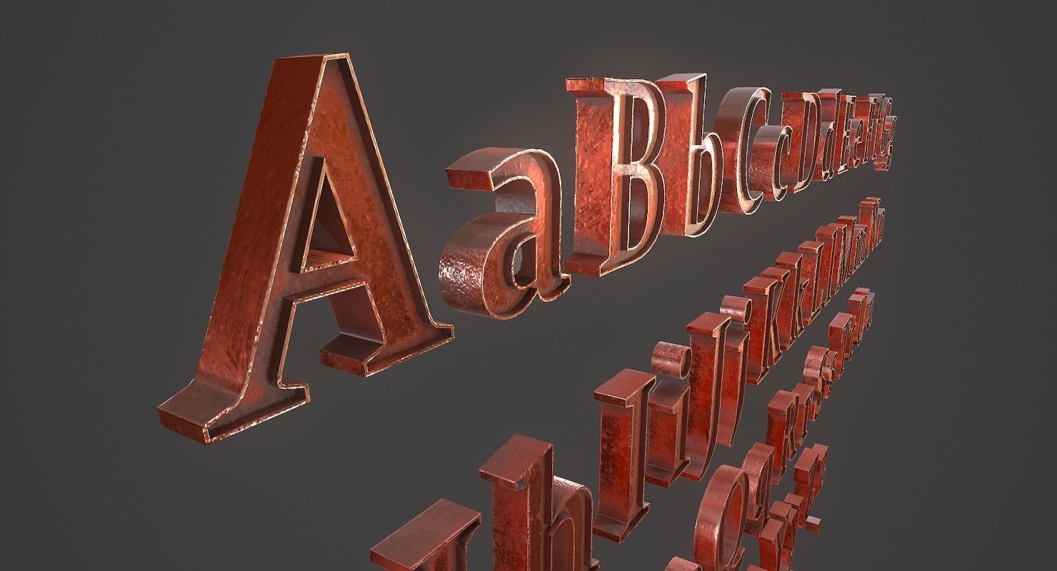 English Letters - Copper Red Low-poly 3D model_5
