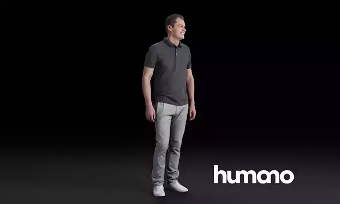 Humano Man standing and looking 0519 3D model