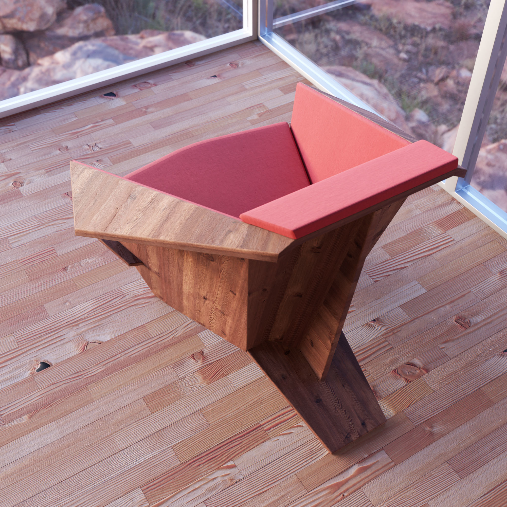 Taliesin Armchair 3D model_4