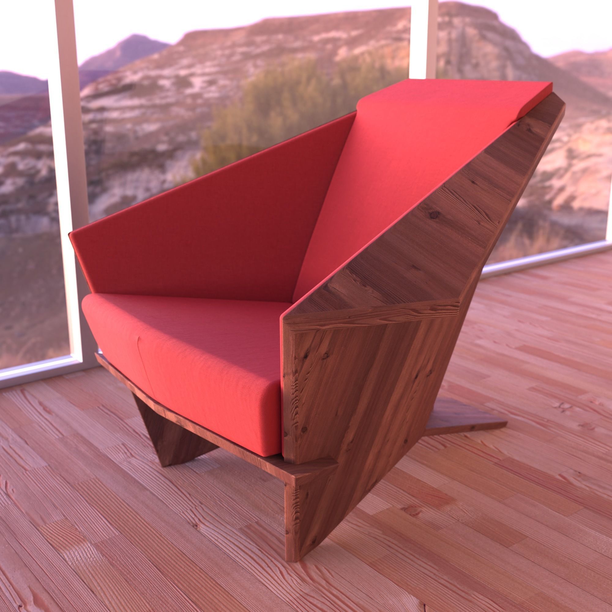 Taliesin Armchair 3D model_2