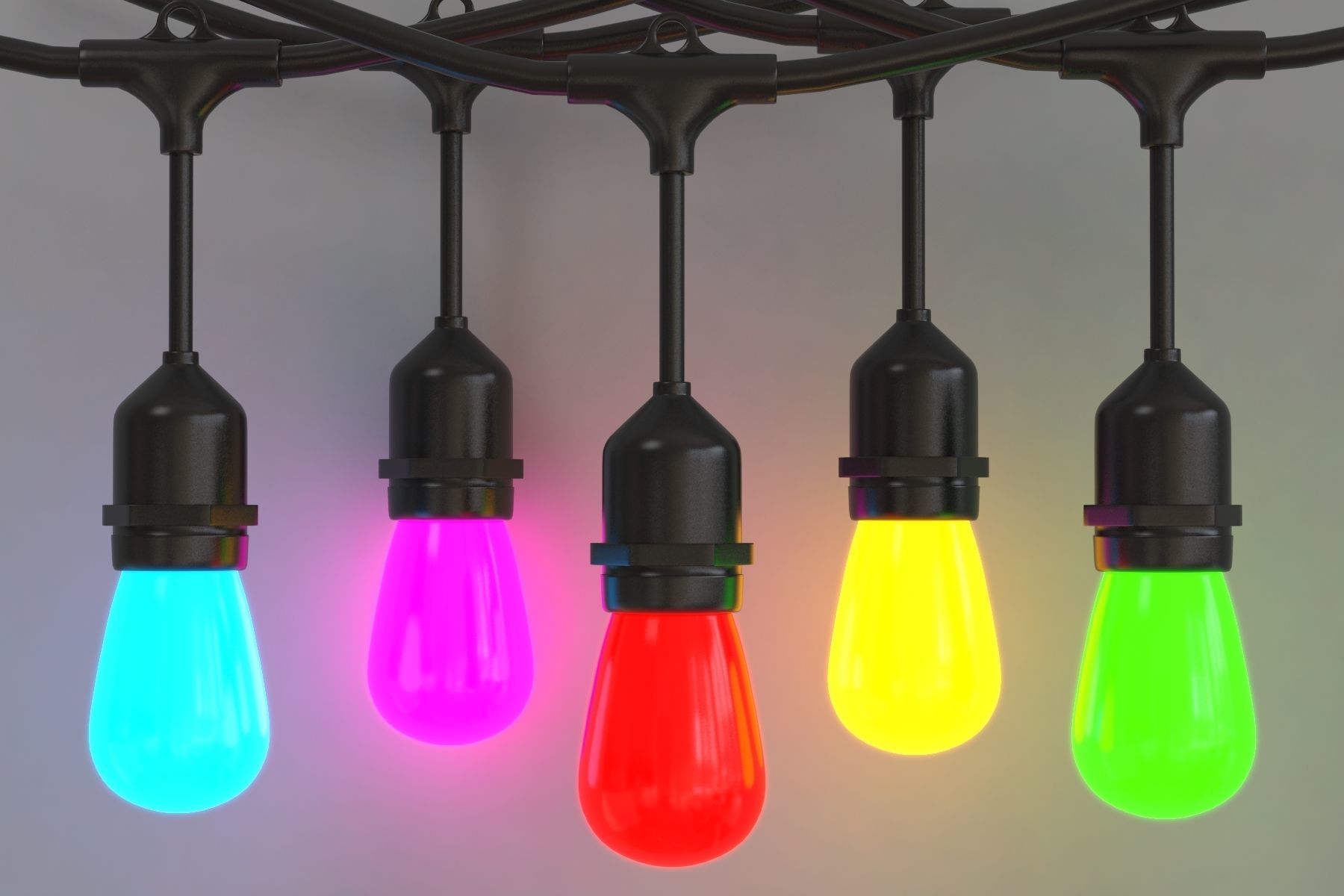 Bulb 48ft 15 LED Low-poly 3D model_4