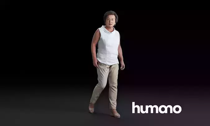 Humano Woman wakling and looking 0520 3D model