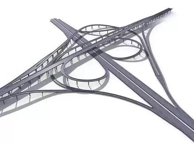 Highway Road Viaduct Flyover-13 3D model