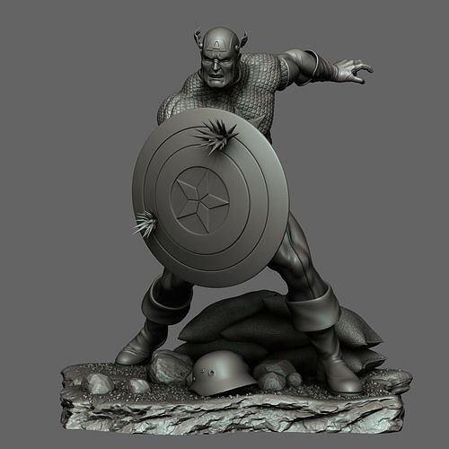 Fan art - Statue Capitan America PRINTABLE 3D print model