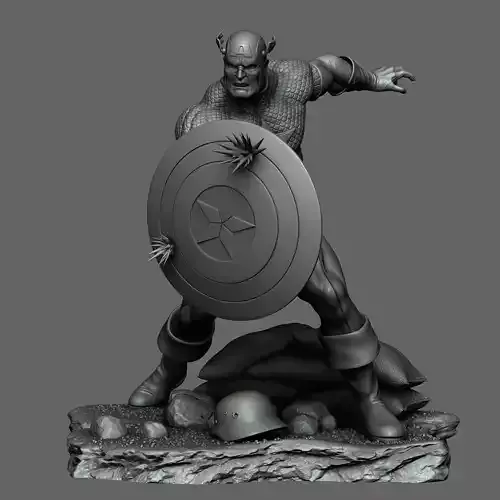 Fan art - Statue Capitan America PRINTABLE 3D print model