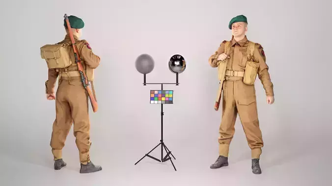 British commando character from World War 2 40 Low-poly 3D model
