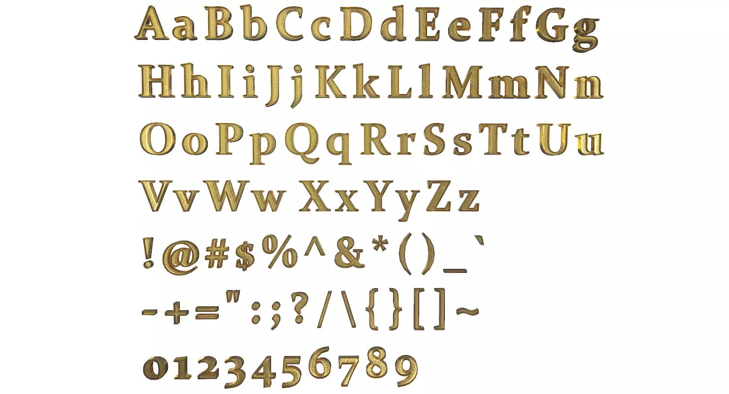 English Letters - Gold Low-poly 3D model_0