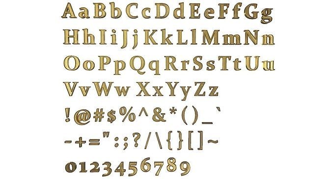 English Letters - Gold Low-poly 3D model