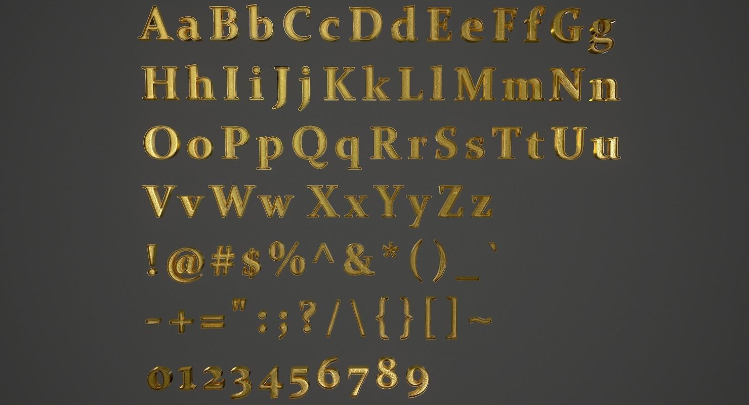 English Letters - Gold Low-poly 3D model_2