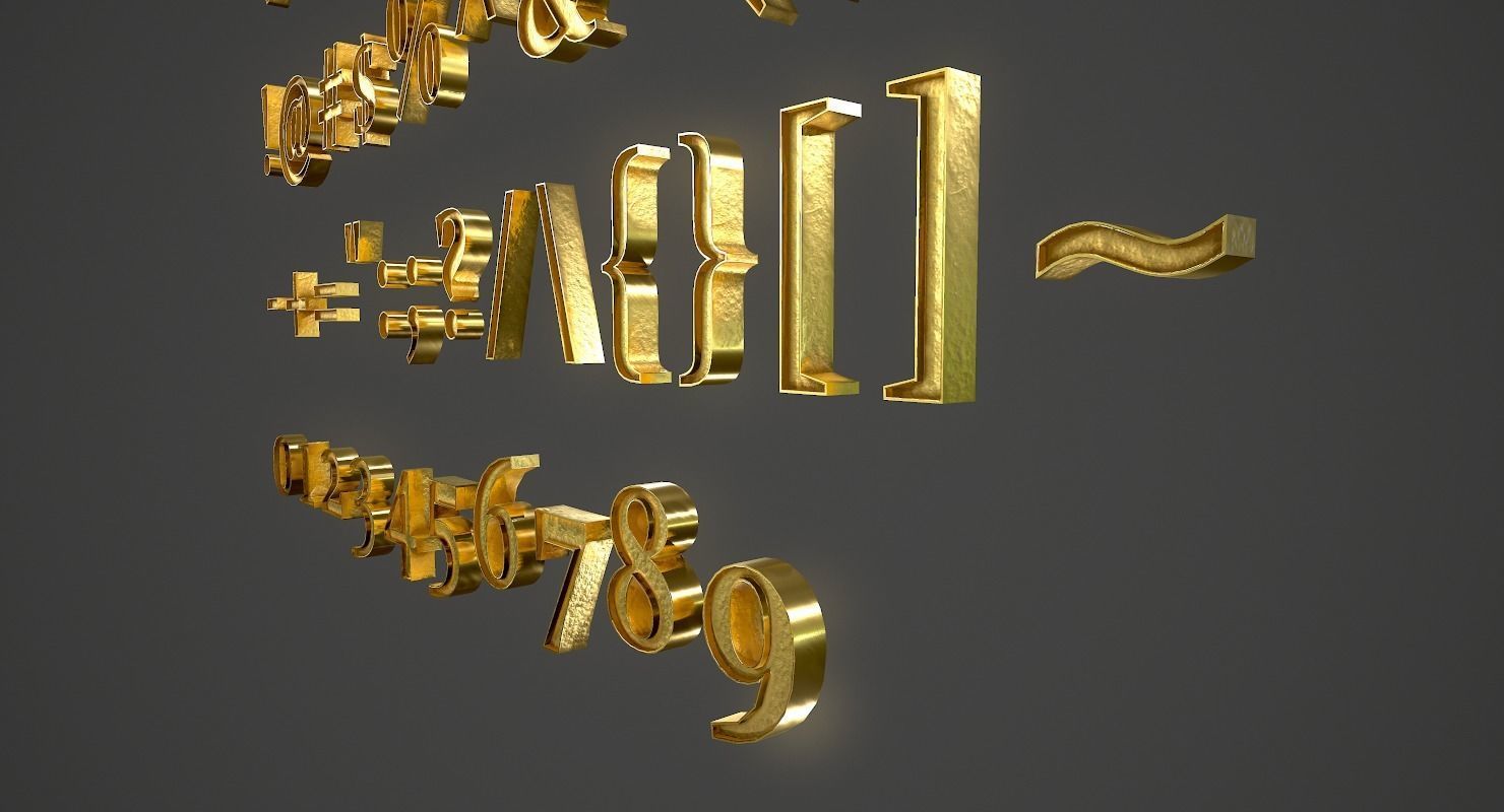 English Letters - Gold Low-poly 3D model_9