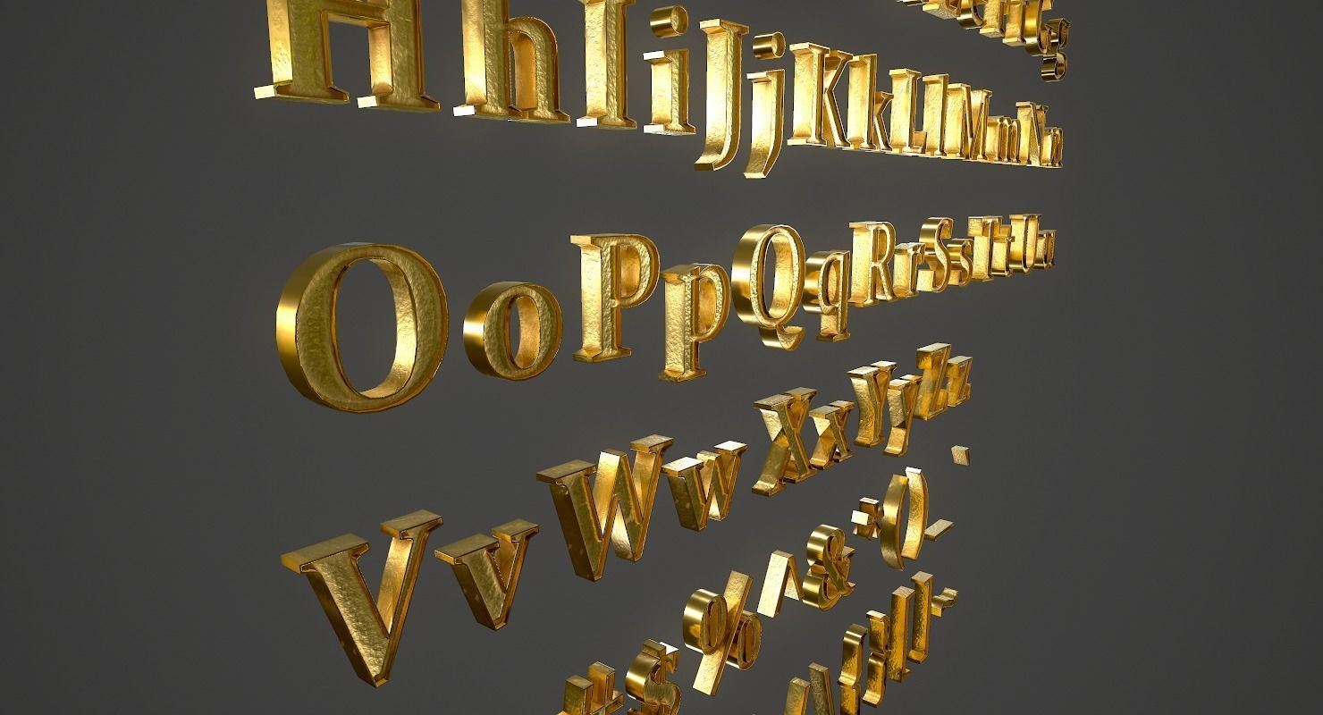English Letters - Gold Low-poly 3D model_5