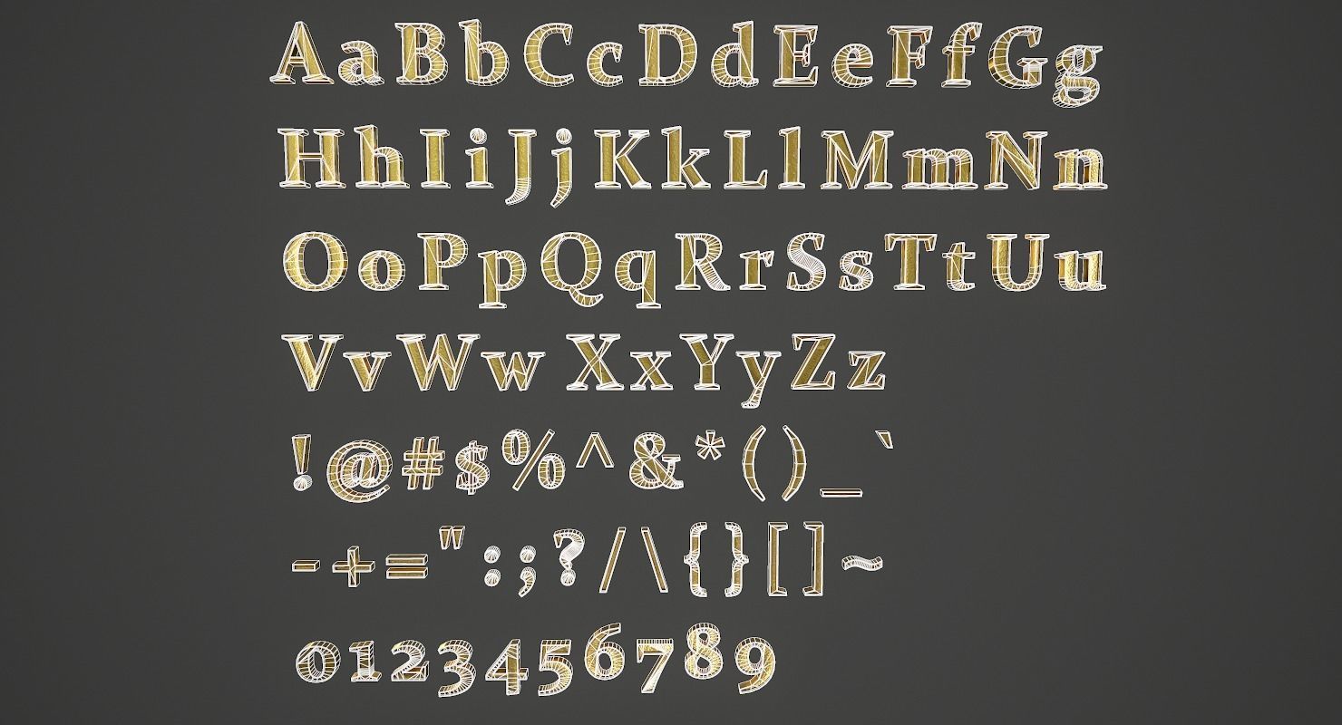 English Letters - Gold Low-poly 3D model_21