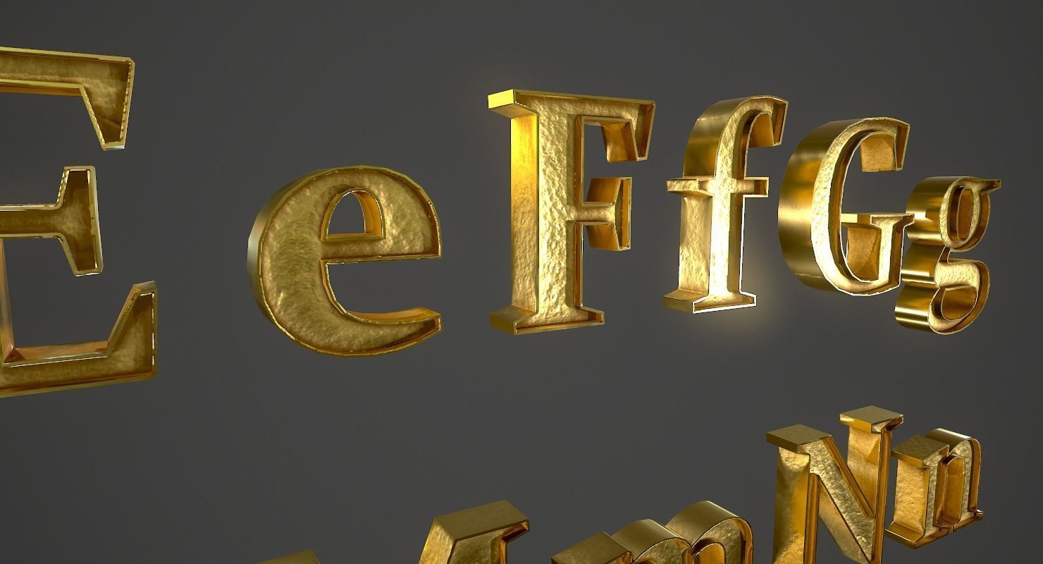 English Letters - Gold Low-poly 3D model_14