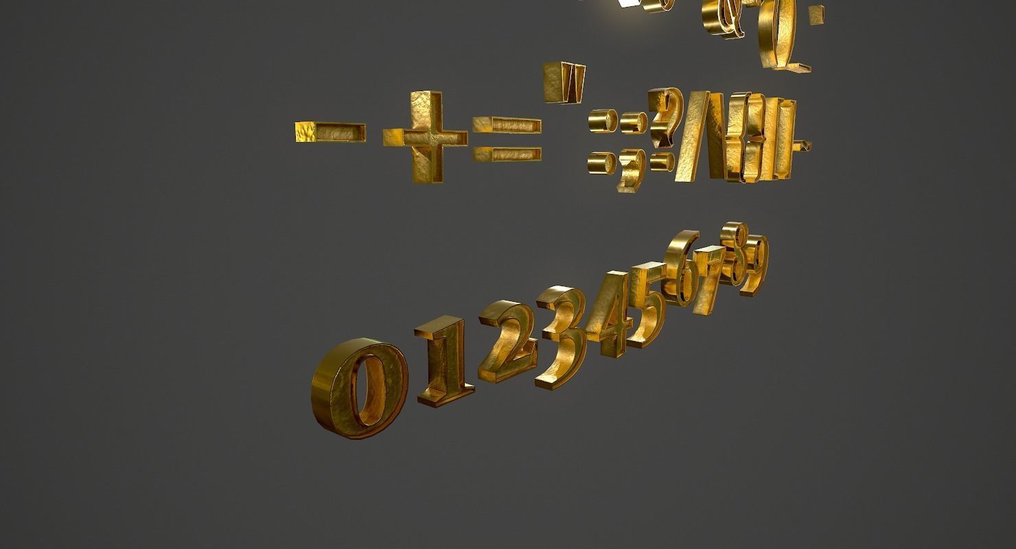 English Letters - Gold Low-poly 3D model_8