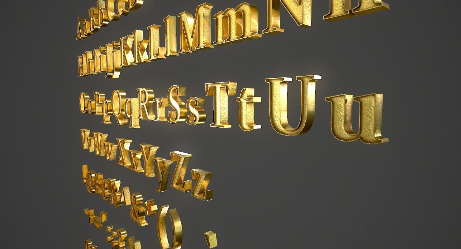 English Letters - Gold Low-poly 3D model_12