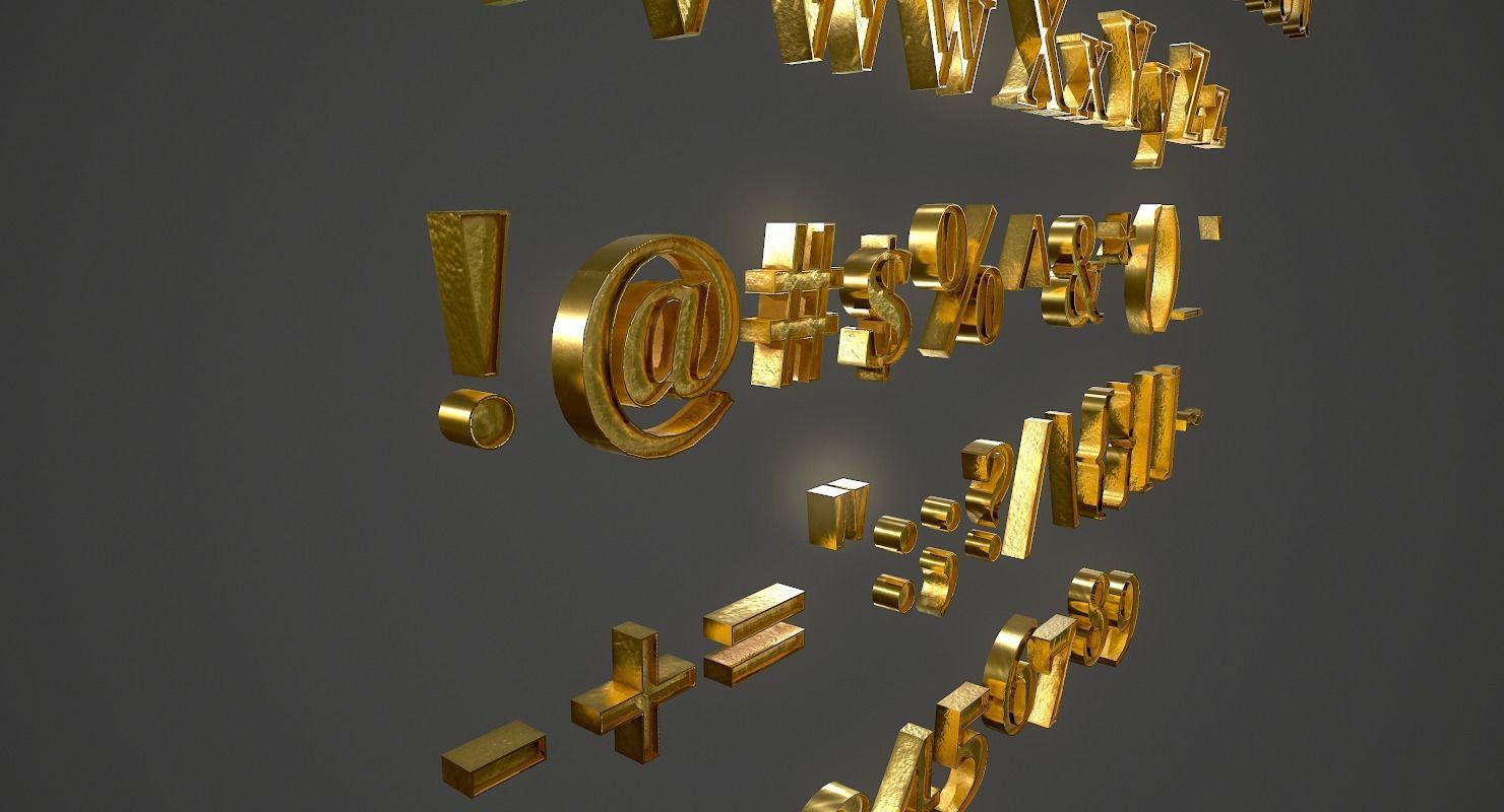 English Letters - Gold Low-poly 3D model_7