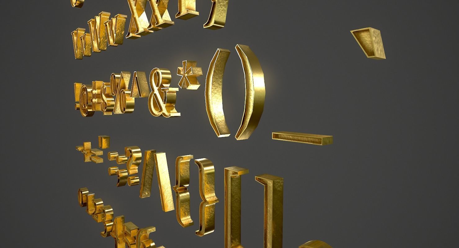 English Letters - Gold Low-poly 3D model_10