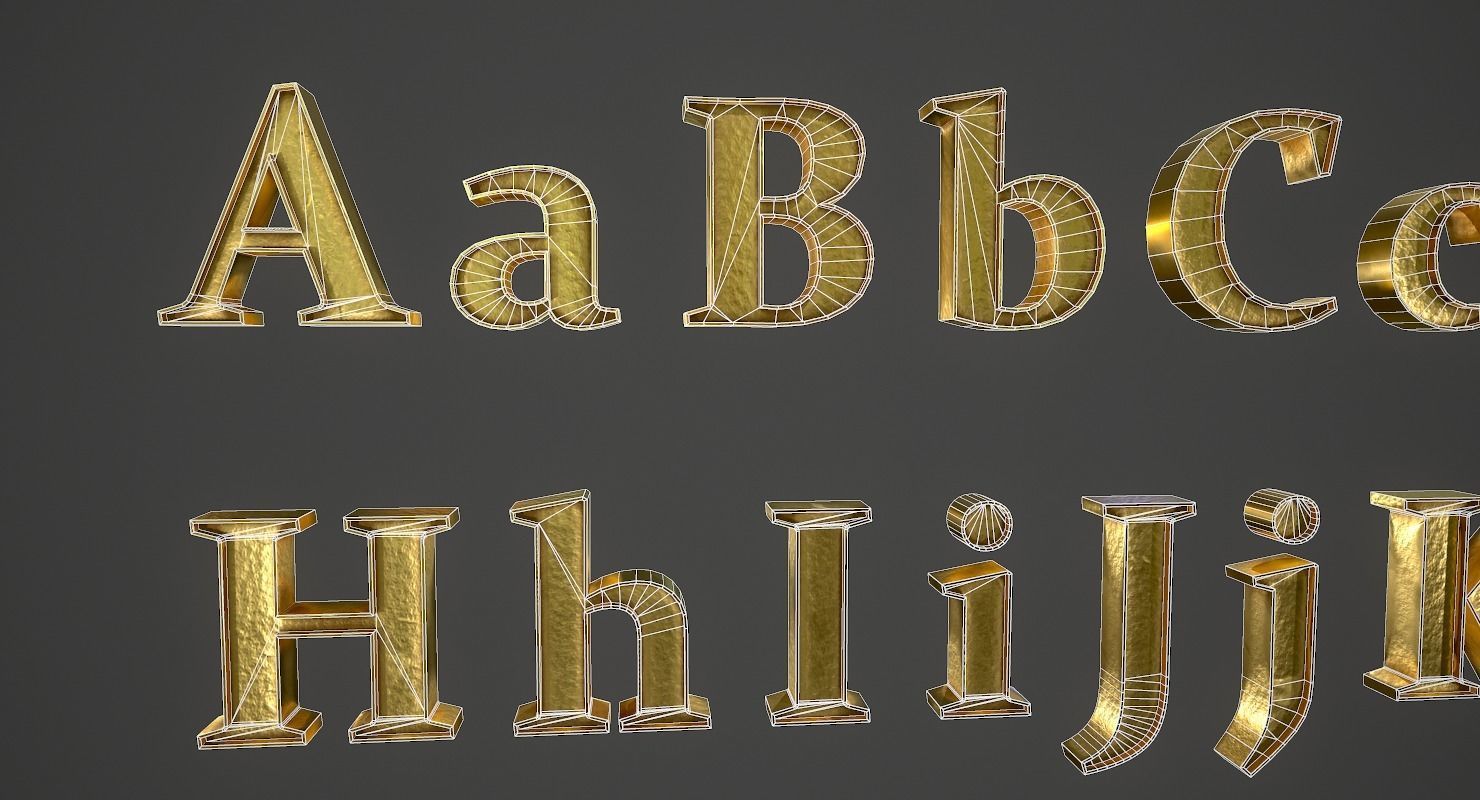 English Letters - Gold Low-poly 3D model_20