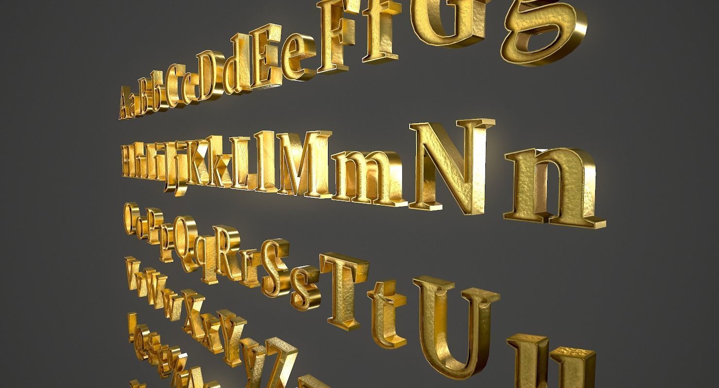 English Letters - Gold Low-poly 3D model_13