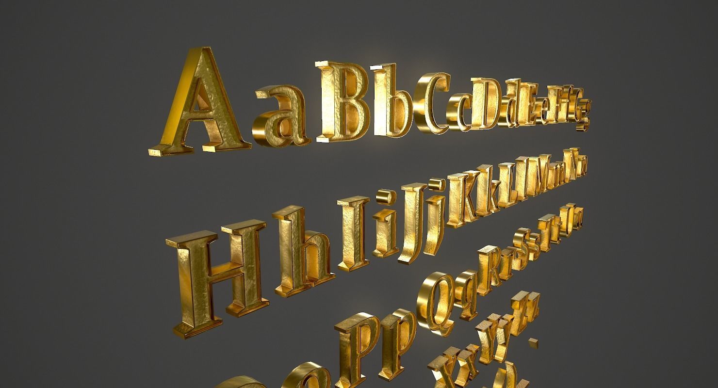 English Letters - Gold Low-poly 3D model_4