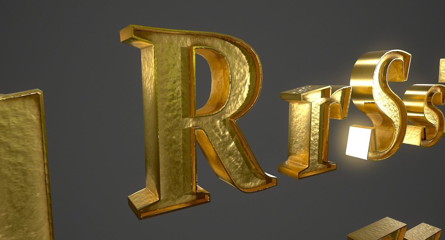 English Letters - Gold Low-poly 3D model_16