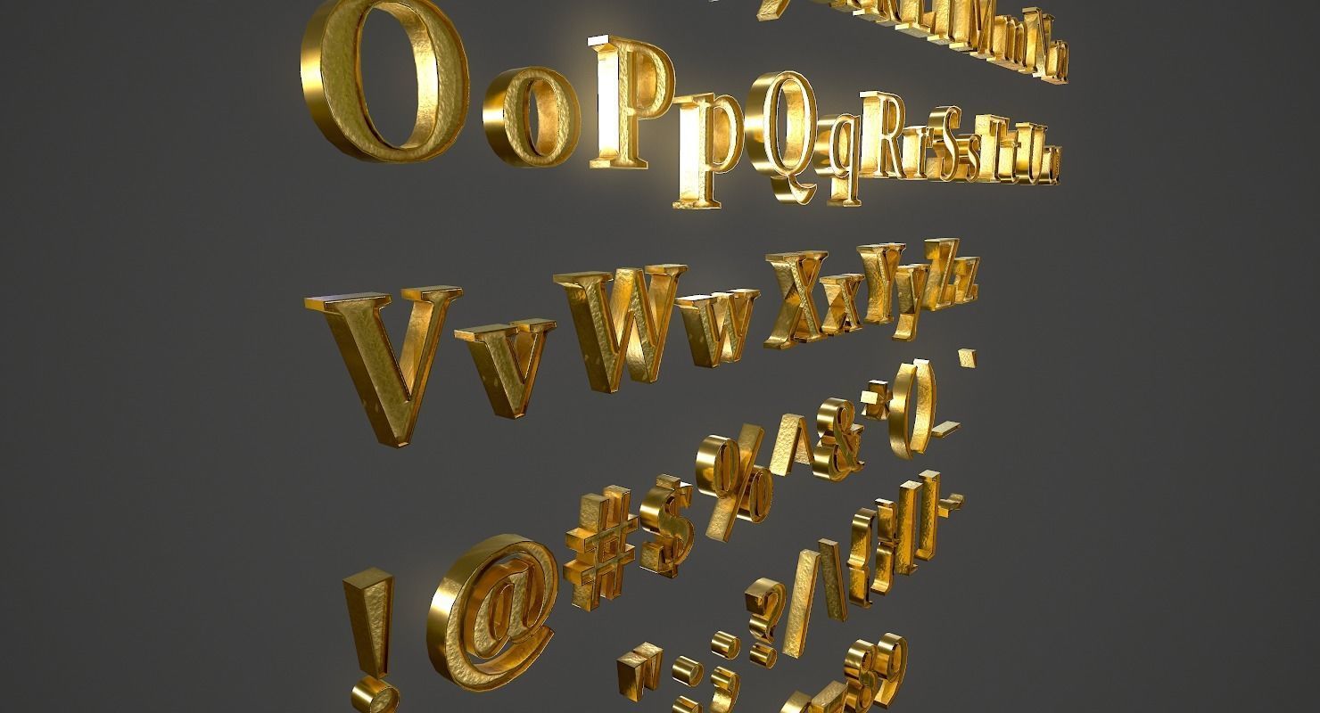 English Letters - Gold Low-poly 3D model_3