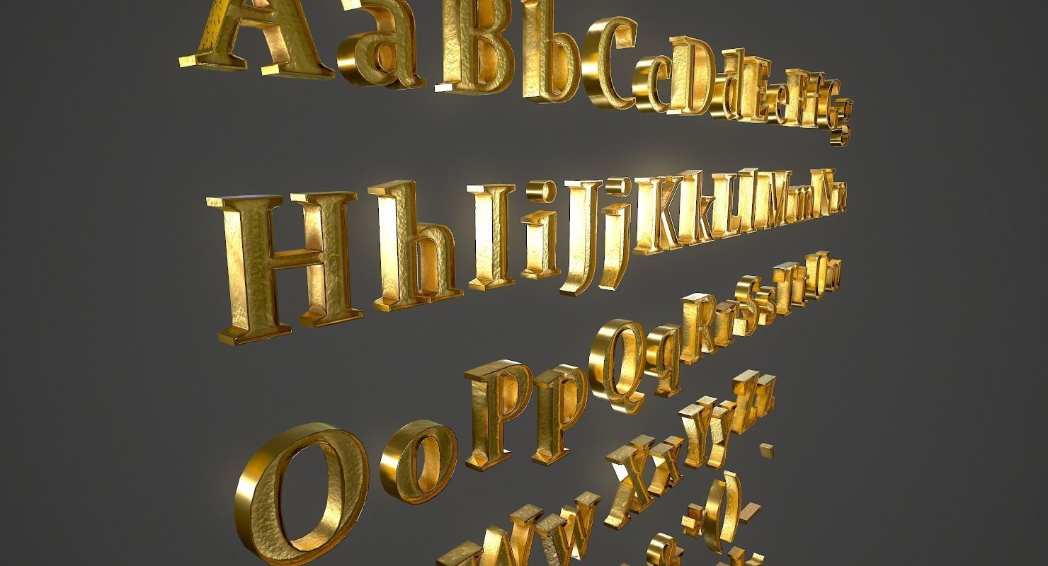 English Letters - Gold Low-poly 3D model_6