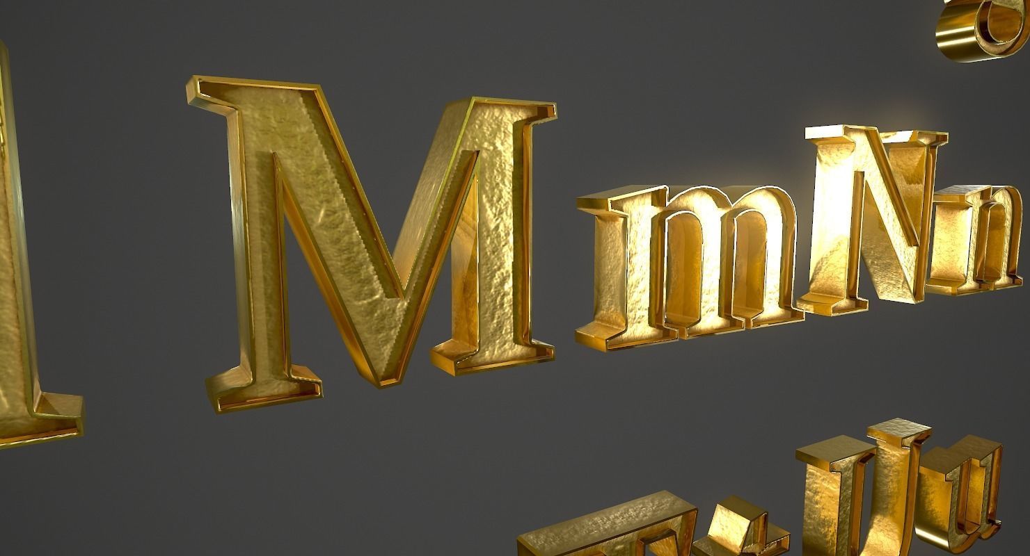 English Letters - Gold Low-poly 3D model_15