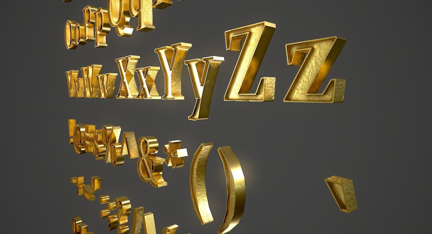 English Letters - Gold Low-poly 3D model_11