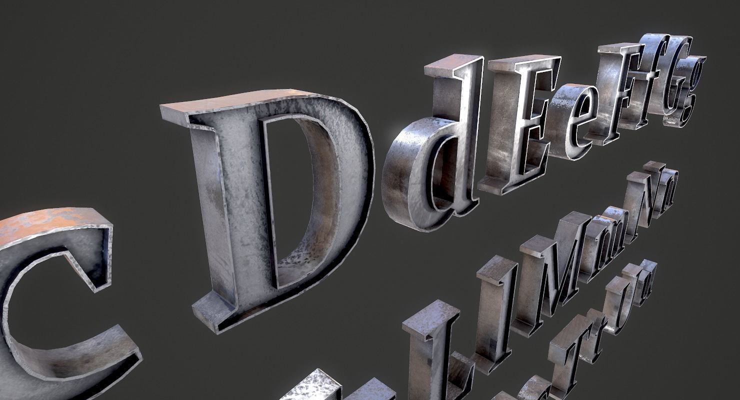 English Letters - Iron Low-poly 3D model_15