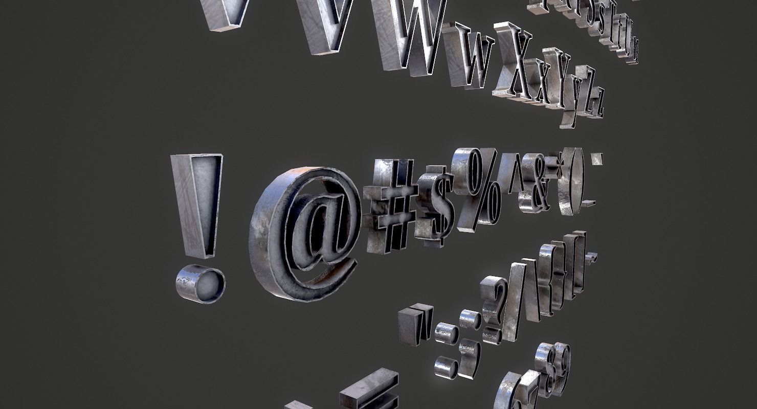 English Letters - Iron Low-poly 3D model_3