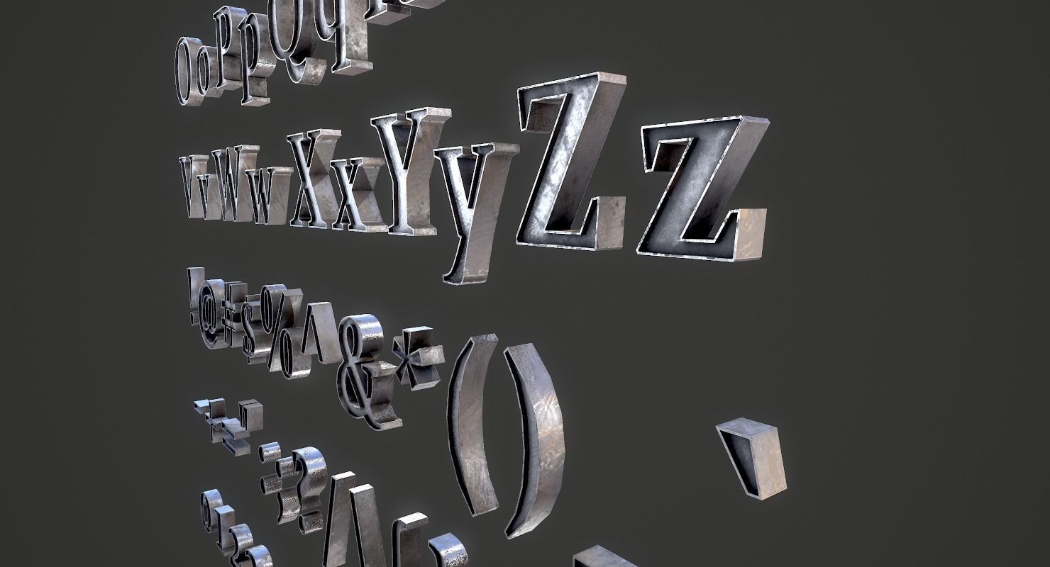 English Letters - Iron Low-poly 3D model_11