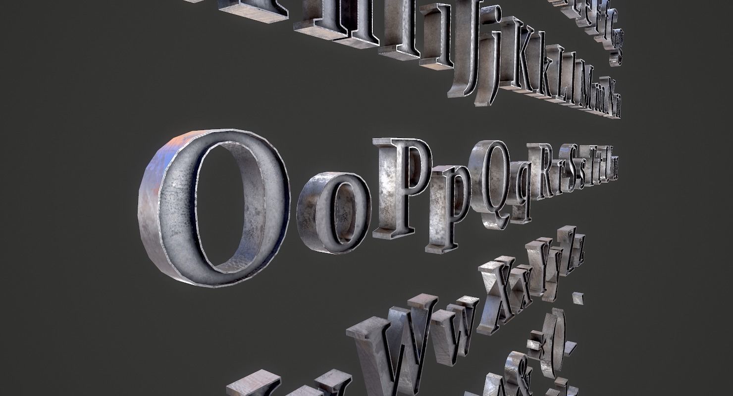 English Letters - Iron Low-poly 3D model_4
