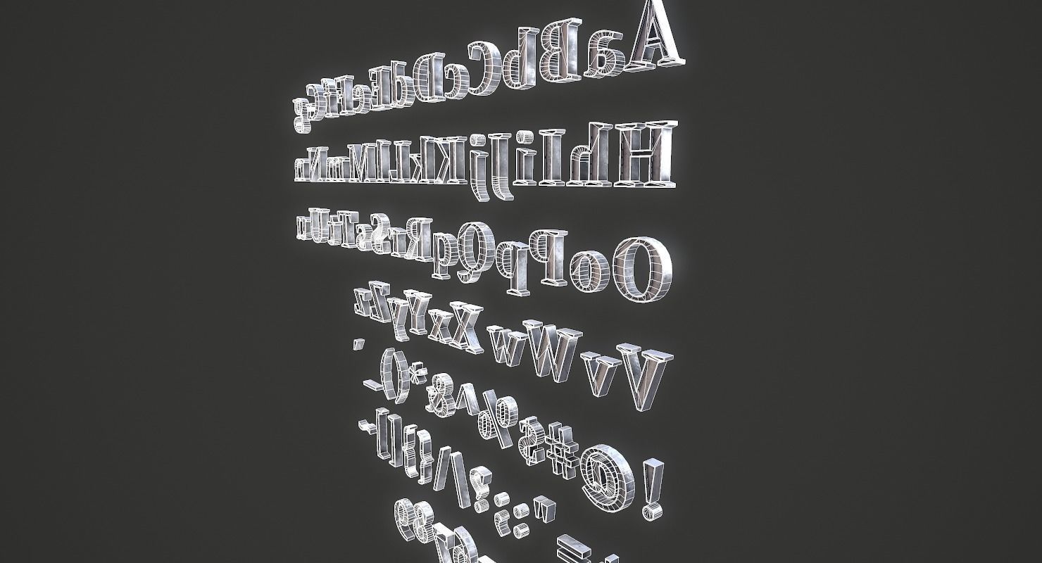 English Letters - Iron Low-poly 3D model_21
