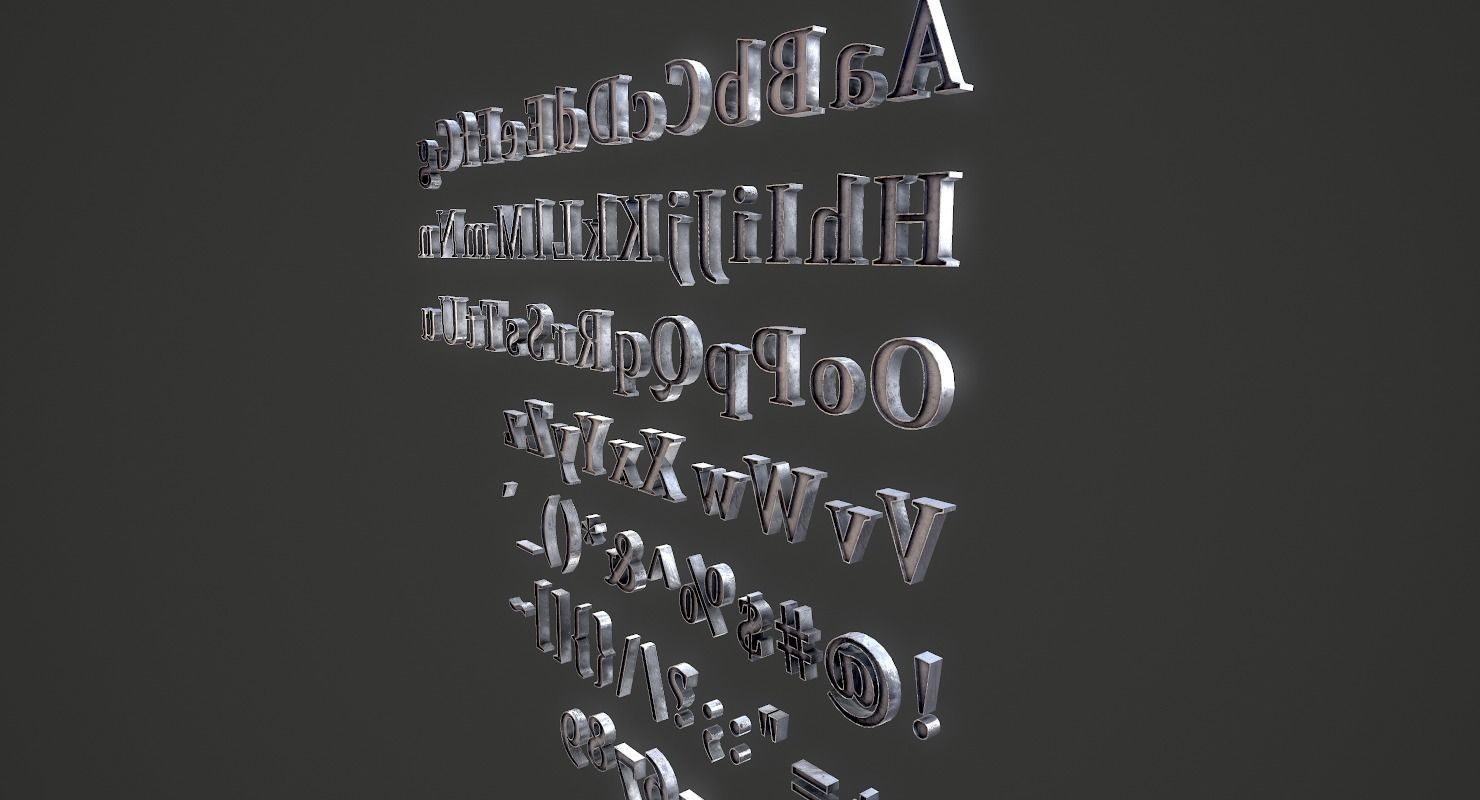 English Letters - Iron Low-poly 3D model_20