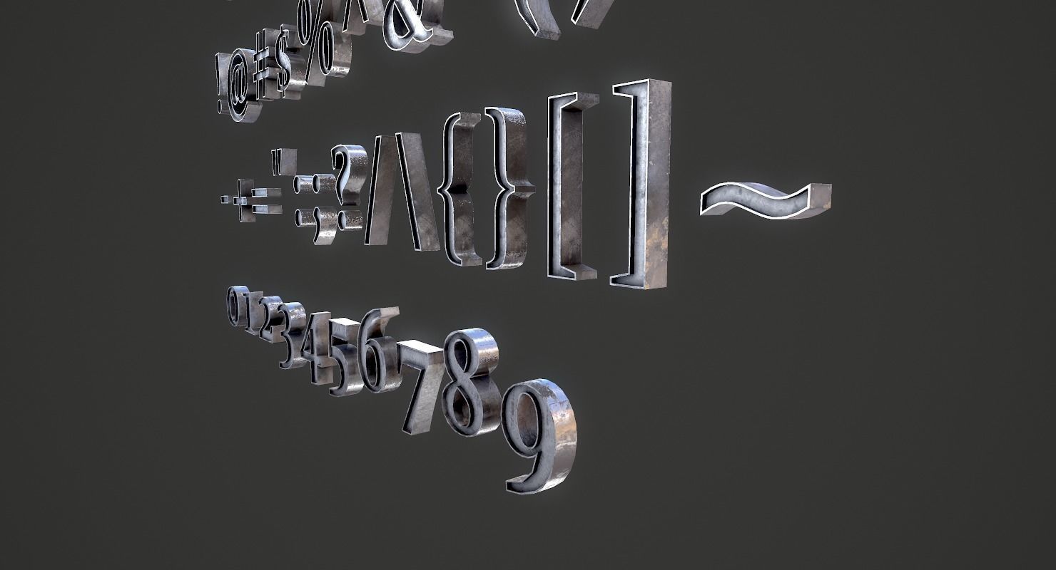 English Letters - Iron Low-poly 3D model_9