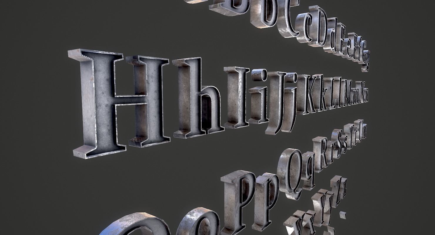 English Letters - Iron Low-poly 3D model_7