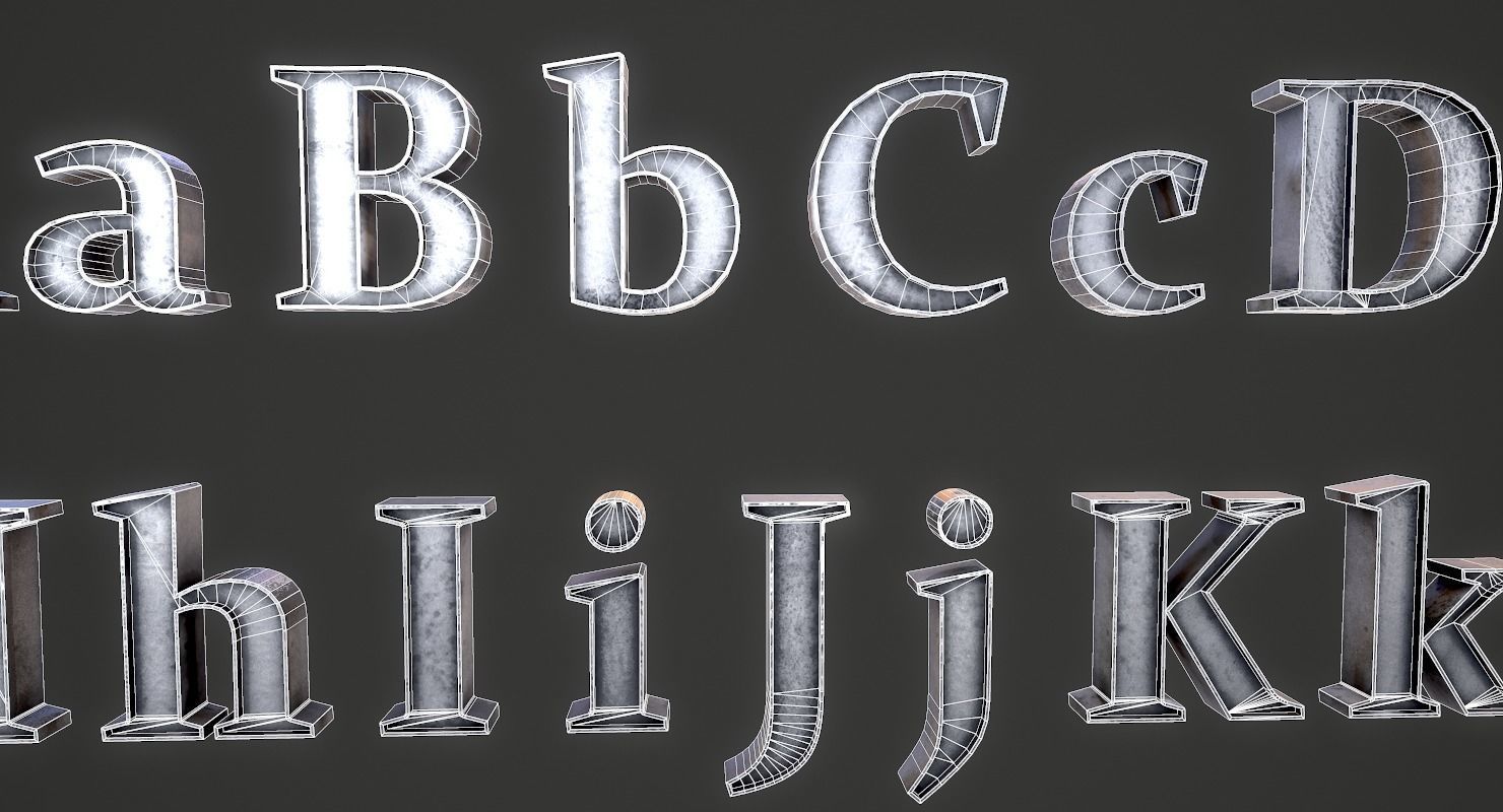 English Letters - Iron Low-poly 3D model_24