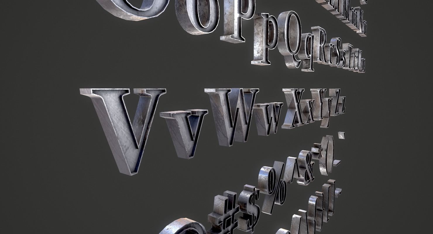 English Letters - Iron Low-poly 3D model_6