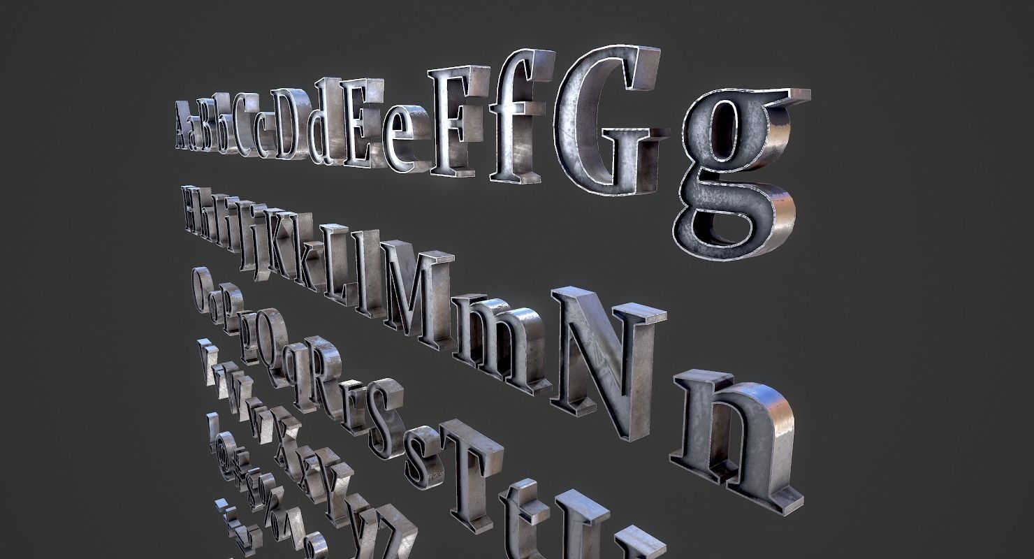 English Letters - Iron Low-poly 3D model_12