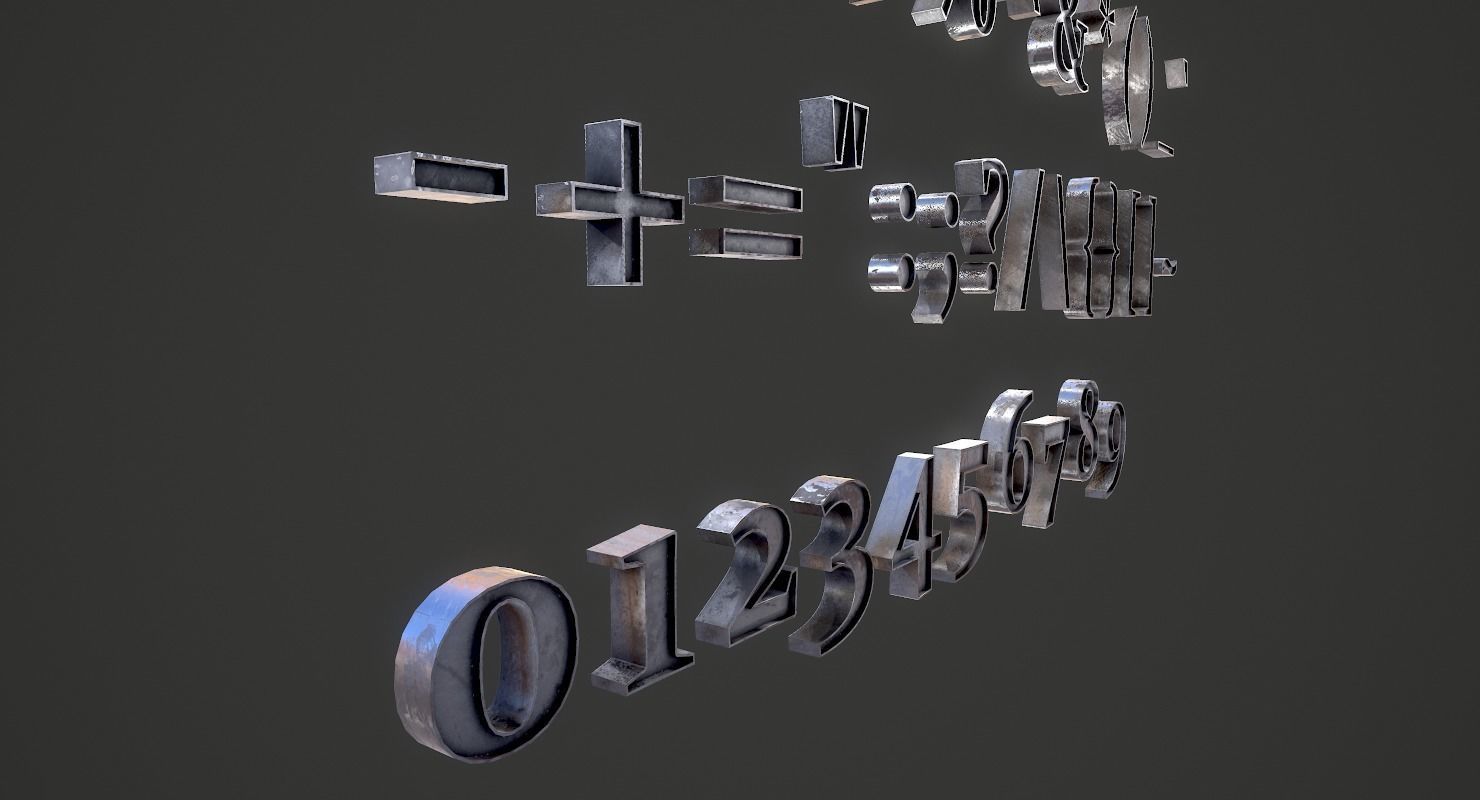 English Letters - Iron Low-poly 3D model_8