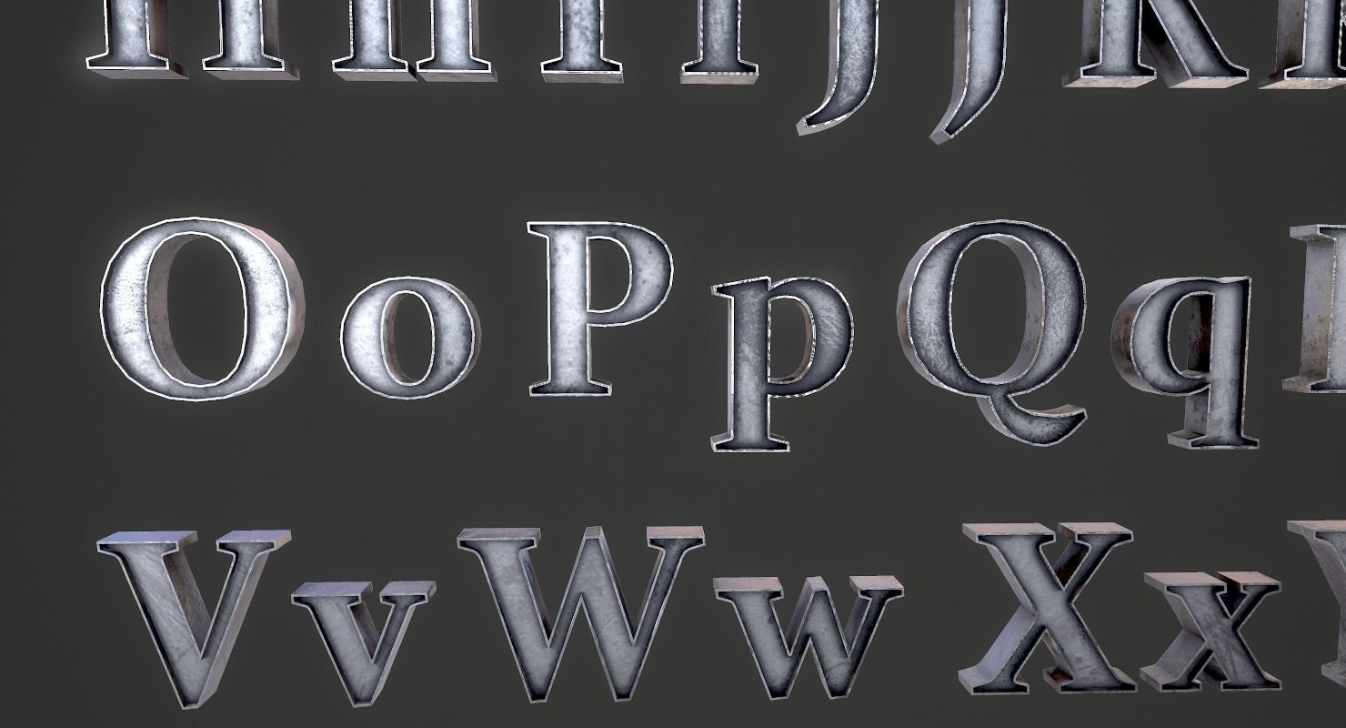 English Letters - Iron Low-poly 3D model_19