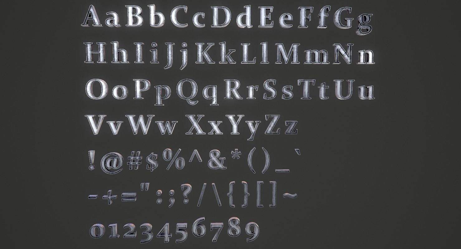 English Letters - Iron Low-poly 3D model_2