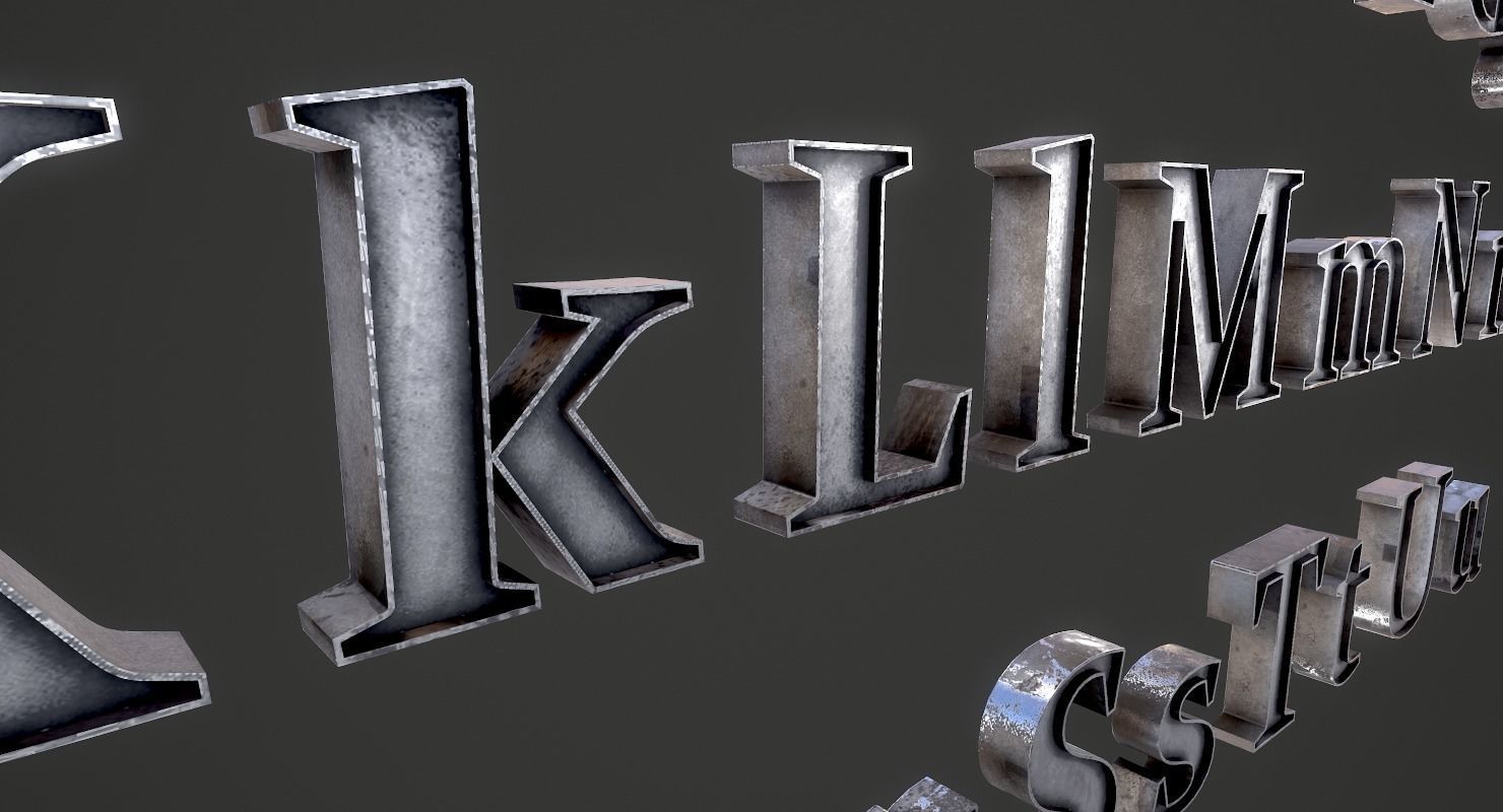 English Letters - Iron Low-poly 3D model_14