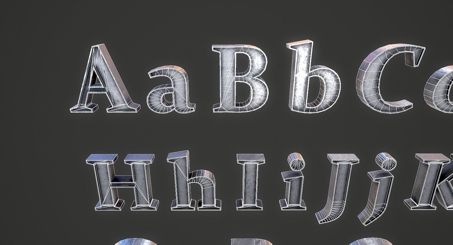 English Letters - Iron Low-poly 3D model_26