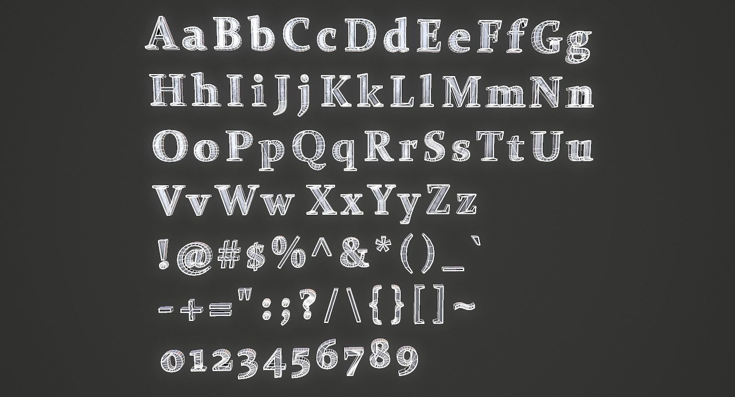 English Letters - Iron Low-poly 3D model_22