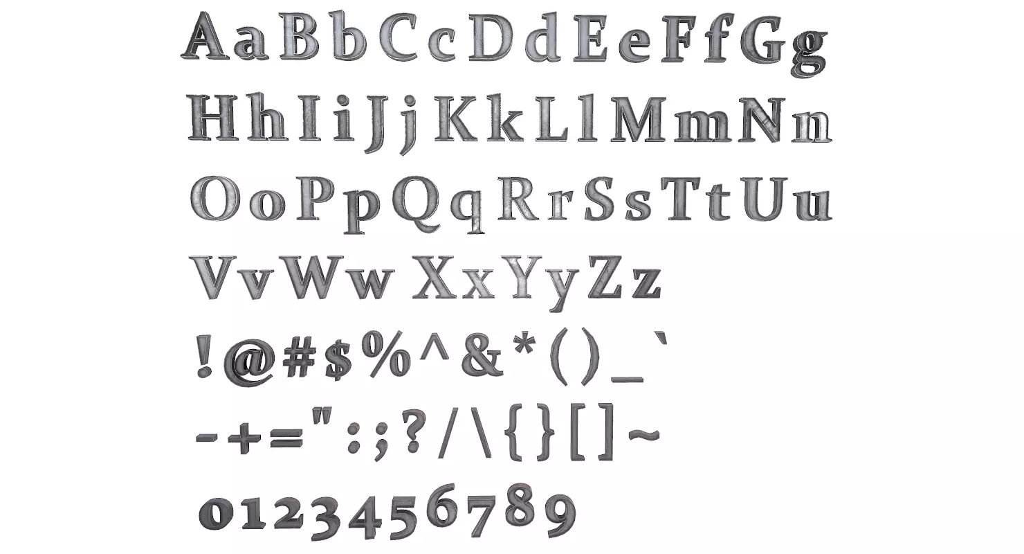 English Letters - Iron Low-poly 3D model_0